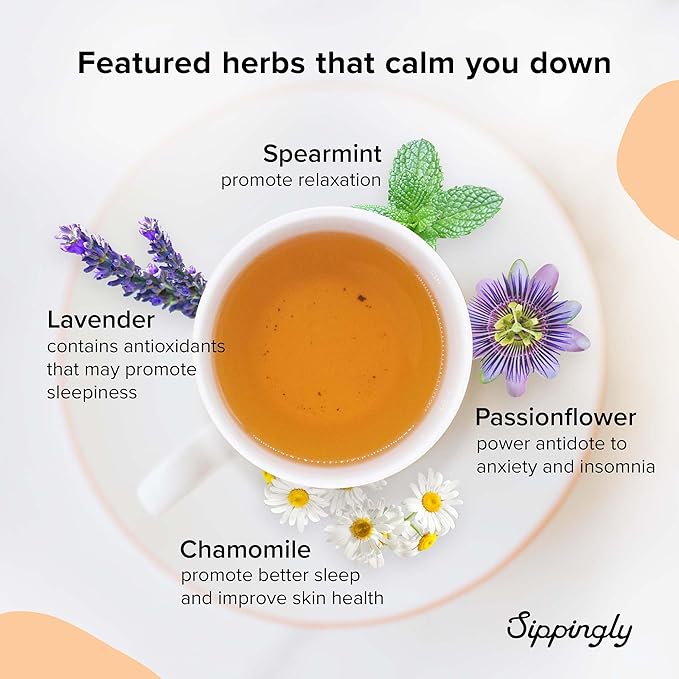 Sippingly Night Time Tea Sampler – 40 Herbal Teas – 10 Flavors from Top Brands – Chamomile, Lavender, Passionflower – Perfect Relaxation & Sleep Support – Ideal Wellness Gift – Kosher, Gluten-Free