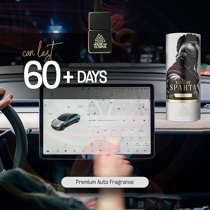 King of Sparta Hanging Car Air Freshener for Men, Only Natural Essential Oils - Luxury Car Air Diffuser by House of Olympus - Made in USA