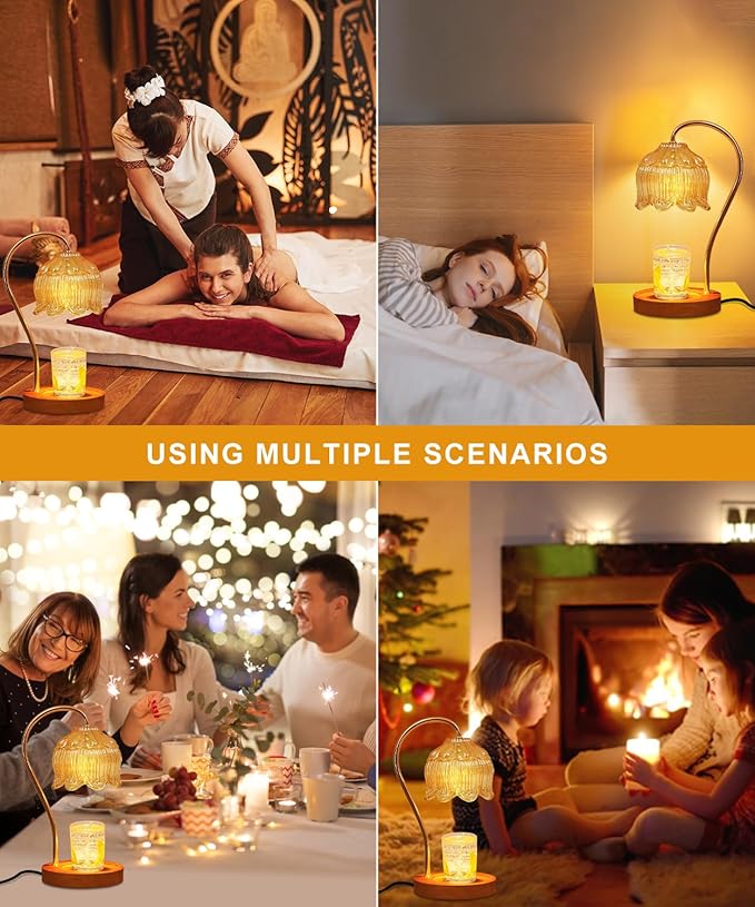 Candle Warmer Lamp Dimmable with Timer- Mothers's Day Gifts for Mom, Fragrance Flower Candle Lamp with 2 * 50W Bulbs, Wax Melter Warmer Lamps for Jar Candle, Christmas Halloween House Warming Gifts