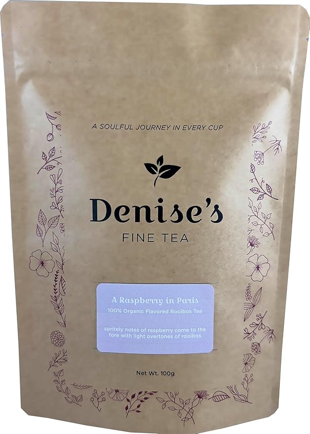 Denise's Fine Tea, USDA Organic, A Raspberry in Paris Rooibos, Flavored Rooibos Tea, Caffeine-Free, Loose Leaf (100g)