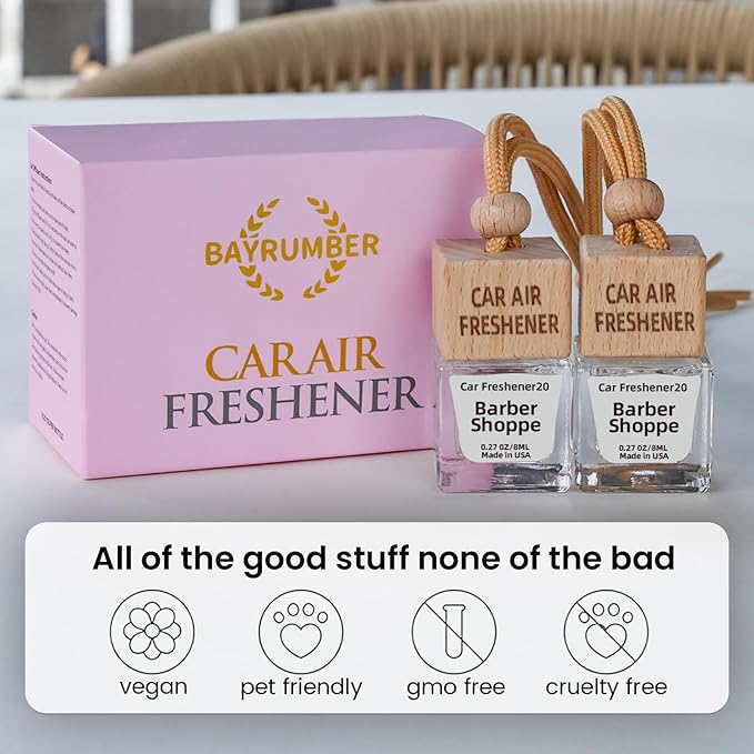 Car Air Freshener Hanging Diffuser – Long-Lasting Essential Oil Scent (Up to 60 Days) – Non-Toxic & Eco-Friendly – 2-Pack Auto Fresheners Made in USA