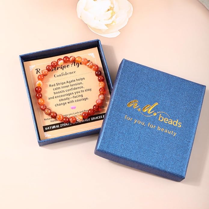 AD Beads 4mm6mm8mm10mm Handmade Bracelet - Natural Gemstone for Peace and Tranquility - Meditation, Yoga, Healing and Energy Gift for Unisex