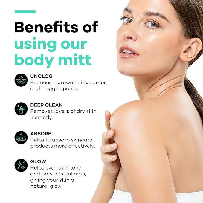 Dermasuri - Deep Exfoliating Glove - Korean Exfoliating Mitt - Reusable Body Scrubber for Shower - Buffs Dry Dead Skin - Keratosis Pilaris Treatment Scrub - Stocking Stuffer Gifts for Women & Men - XL