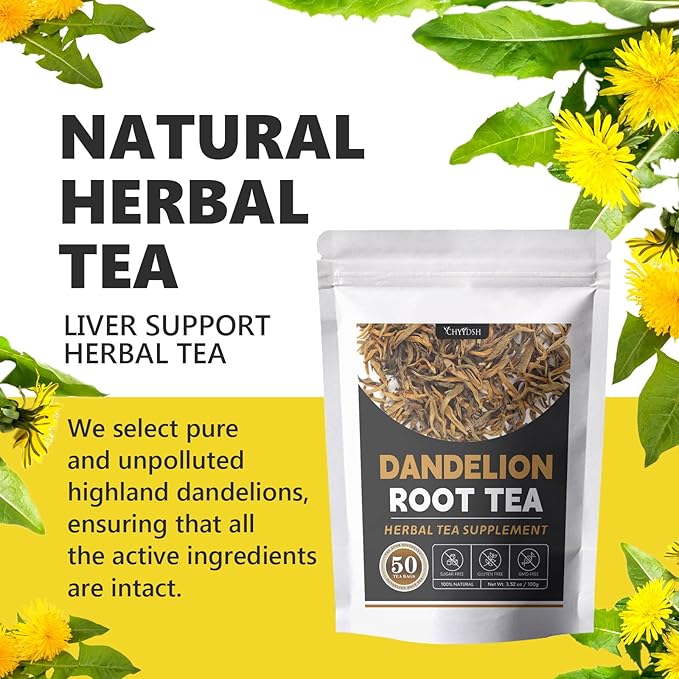 Dandelion Root Tea, Natural Dandelion Herbal Tea for Kidney & Liver Detox, Support Boost Immune System, Caffeine Free, No Additives (1)