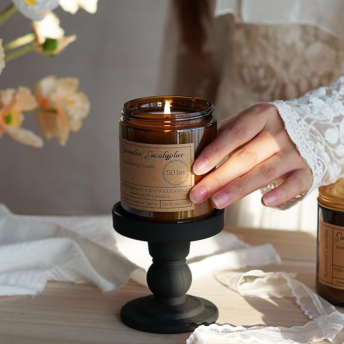 Lavender Eucalyptus Candles for Home Scented - Aromatherapy Candles for Women Relaxation Anxiety Stress Relief Claming Candles Gifts for Birthday Christmas Soy Wax Candle (2pk | 16oz)