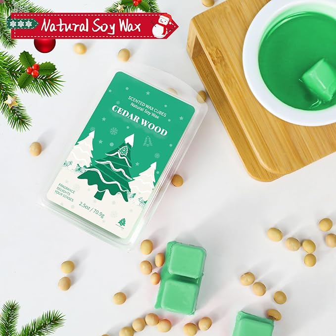 SCENTORINI Christmas Wax Melts, Scented Soy Wax Melts, 4x2.5 oz, Wax Melts for Wax Warmer, Cedar Wood, Ginger Bread, Vanilla Cake, Apple & Cinnamon