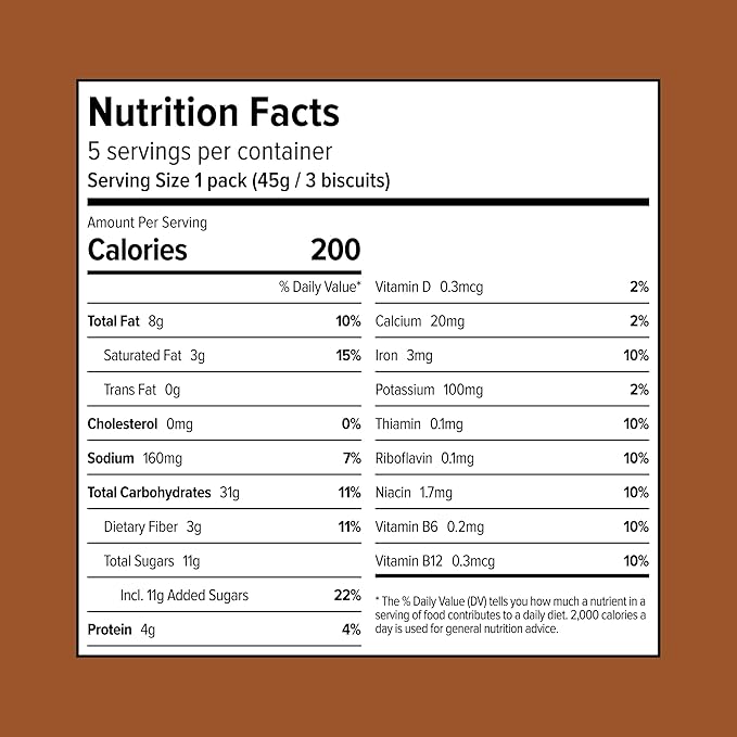 Sweet Loren's Vegan Breakfast Biscuits | Chocolate | 4g Protein, 19g Whole Grains | Plant Based, Gluten Free, Dairy Free, Nut Free Snacks | 3 Pack (15 Total Biscuits, 1.6 ounce each)