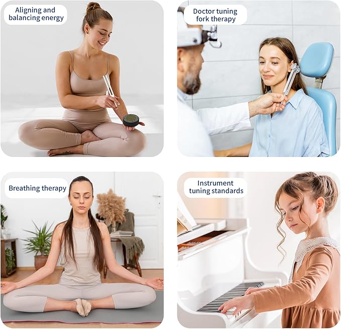 Tuning Forks for Healing Set – Includes 128Hz, 136Hz, 256Hz, 384Hz & Activator, Portable in Red Leather Pouch – Medical Grade Sound Healing Instruments for Chakra, Yoga, and Meditation