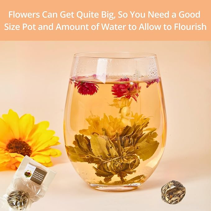 Blooming Tea Gift Set, 10 Unique Varieties Flowering Tea Balls, VitalForest Individual Packing Handmade Blooming Green Tea with Flowers for Anniversary, Valentine, Birthday