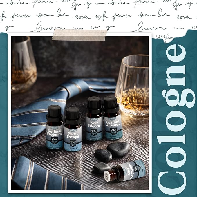 Cologne Essential Oil Set, Essential Oils Blends for Diffusers for Home, Candle Scents for Candle Making, Diffuser Oil Gift Set for Men & Women, Fragrance Oils for Aromatherapy