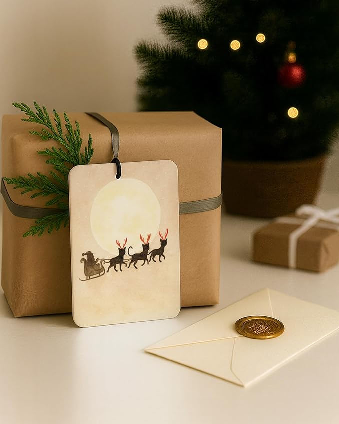 Black Cat Christmas Berry Car Air Freshener 4 Pcs, Cat Lover Gifts, Merry Christmas Hanging Air Freshener for Cars Closet Drawer Books, Cute Xmas Car Accessories Mirror Decor for Women