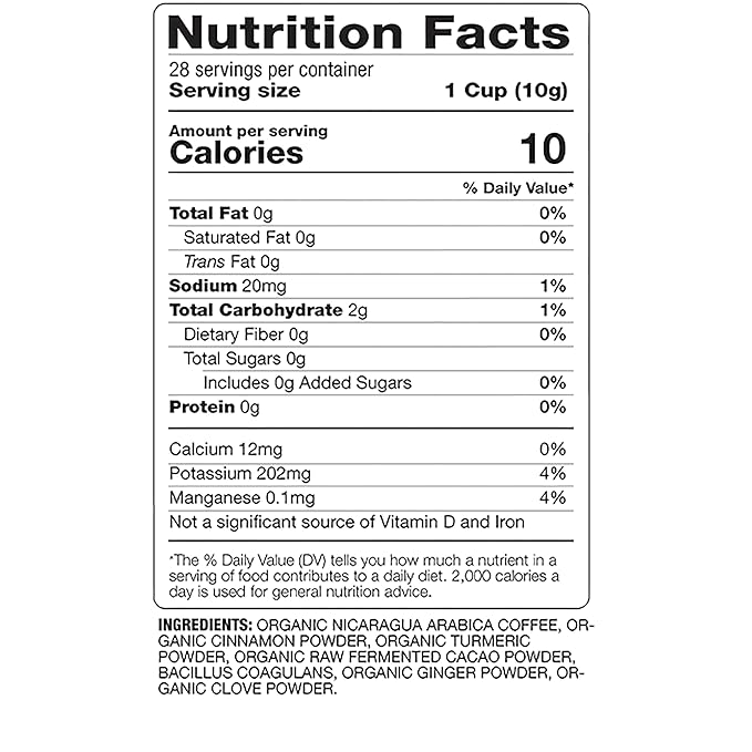 Cardio Care Organic Ground Bagged Coffee – Probiotic Coffee with Cacao, Ginger, Turmeric & Cinnamon – Healthy Superfood, Mold Free, Vegan, Gluten Free 10 oz