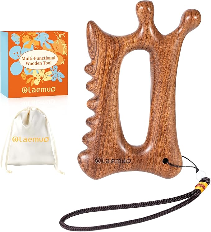 Wooden Gua Sha Tool for Face&Body - 6 in 1 Facial Massager for Lymphatic Drainage - Guasha Body Sculpting Tools Therapy Massage Tool for Cellulite,Jaw Lifting,Muscle Relief - Relaxation Gifts
