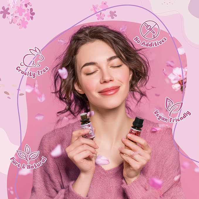 Floral Essential Oils Set, ARVIDSSON Natural Flower Fragrance Oil Gift for Women - Lavender, Jasmine, Cherry Blossom, Gardenia, White Tea, Rose Essential Oil for Diffuser & Candle Making