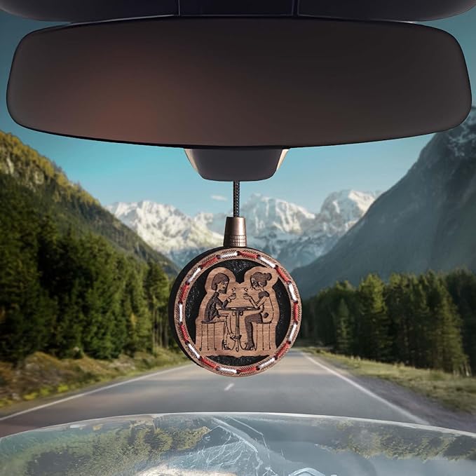 Wood Car Air Freshener — Handmade Car Air Freshener — Tree Of Life Designed Fragrance Oil Diffuser in Wooden Gift Box — Aromatherapy Gift Set with Ocean Breeze Fragrance Oil - 10 ml