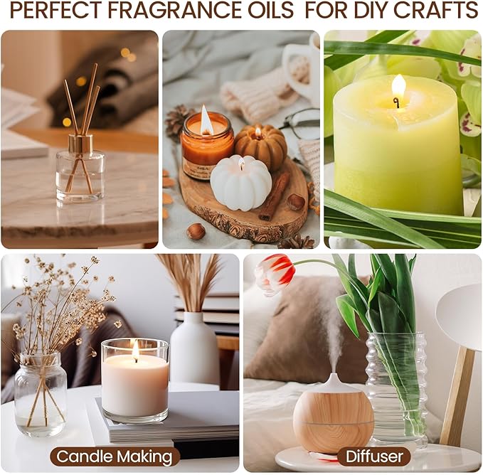 Nuanchu 52 Pcs Essential Oils Set 10ml Fragrance Oil Aromatherapy Kit for Diffuser Humidifier Aromatherapy-Oils for Candle Bath Bombs Making