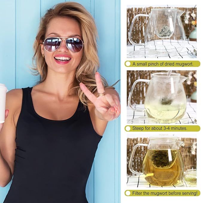 Jarteela - Premium Dried Mugwort Herbs - 2oz/57g - Natural Herbs Loose Leaf For Mugwort Tea - Non-GMO - Caffeine-free