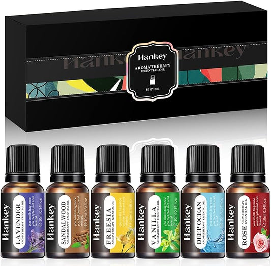 6-Piece Essential Oil Set - Lavender, Rose, Vanilla, Sandalwood, Freesia & Deep Ocean - 100% Pure Aromatherapy Oils for Relaxation, Sleep & Mood - Therapeutic Grade, Undiluted, Gift Ready