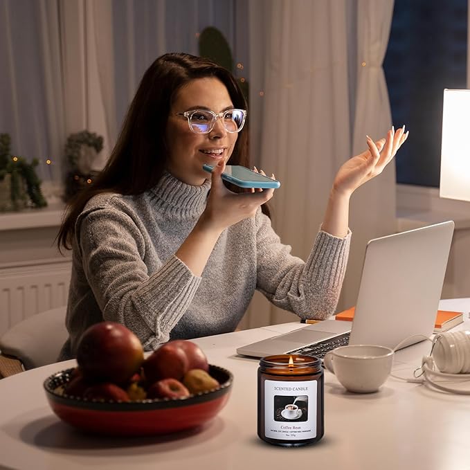 Coffee Bean Scented Candles for Home Scented Aromatherapy Candles,Hand-Poured, 9 OZ, 50H Clean Burn, Soy Wax Candle Gift Set for Women Men