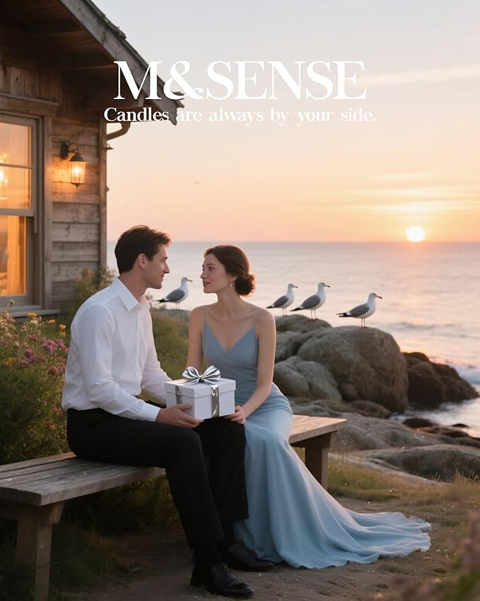 M&SENSE Summer Candles for Home Beach Soy Candle, Beach Candles for Stress Relief Meditation Relaxing, Housewarming Gifts for Women Men, 11.3oz 70 Hour Long Burning