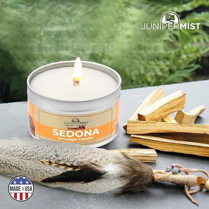 Sedona Smudge Candle (6oz) Awaken The Spirit – Energy Cleansing Candle for Meditation, Protection – Soy Wax with Sage, Cedar & Sweetgrass – Spiritual for Intention & Healing – Made in The USA