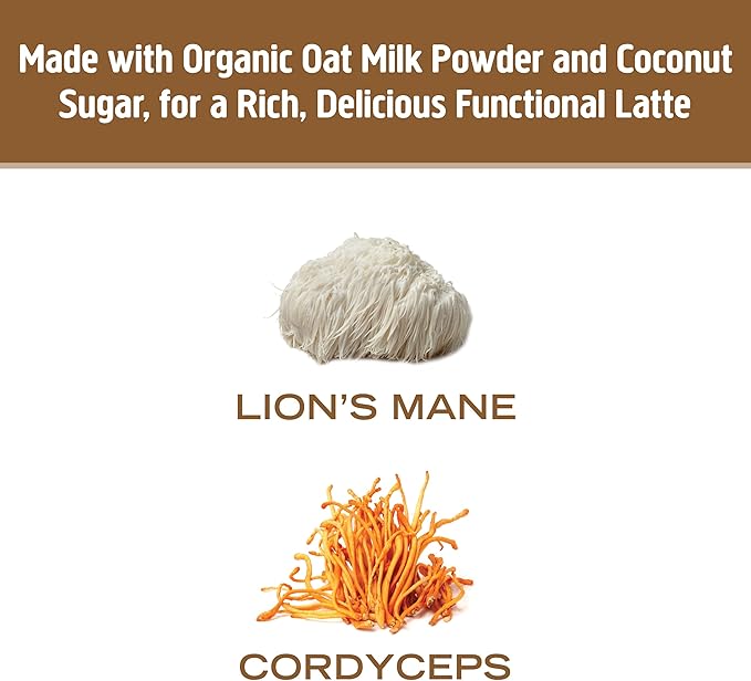 OM MUSHROOM SUPERFOOD Coffee Latte Blend Mushroom Powder, Single Serve, 10 Count, Lion's Mane, Cordyceps, Reishi, Chaga, Energy & Mental Clarity Support Supplement