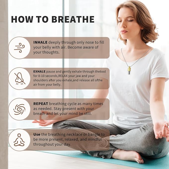 Anxiety Necklace 528 Hz Breathing Meditation Whistle Mindfulness Device for Stress Relief Calm Meditation Adjusting Breathing Anxiety Relief Necklace, Stress Relief Gift for Men and Women