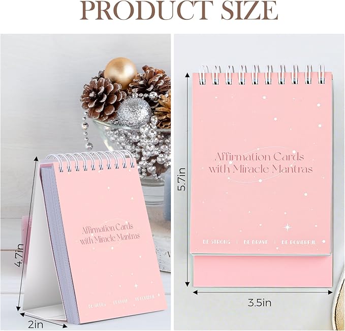 XKDOUS Affirmation Cards for Women, 60 Positive Affirmations Cards, Perpetual Calendar, Motivational Cards with Miracle Mantras, Birthday Inspirational Friendship Gifts for Women, Desk Accessories