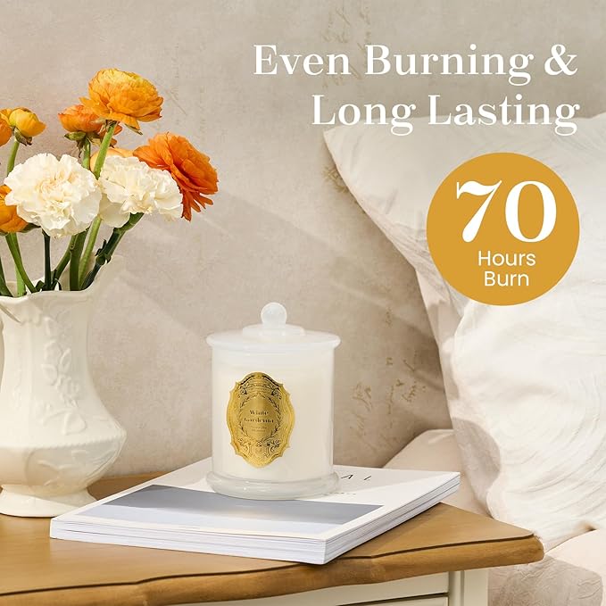 M&SENSE White Gardenia Candles for Home Scented, 2 Wick 12.7oz Soy Wax Candles Non Toxic,70 Hours Long Burning,Luxury Candles Gift for Stress Relief, Meditation, Yoga