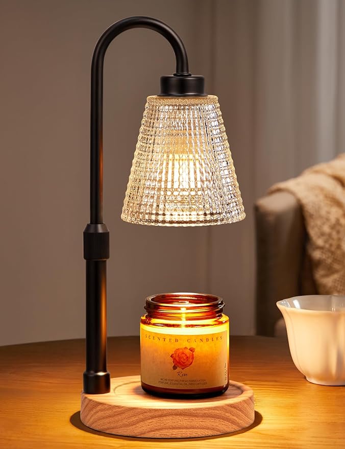 Innqoo Rustic Candle Warmer Lamp with Timer, Dimmable Candle Warmer for Jar Candles, Height Adjustable Wax Melts Warmer, Birthday Gifts for Women Mom, House Warming Gifts New Home Decor