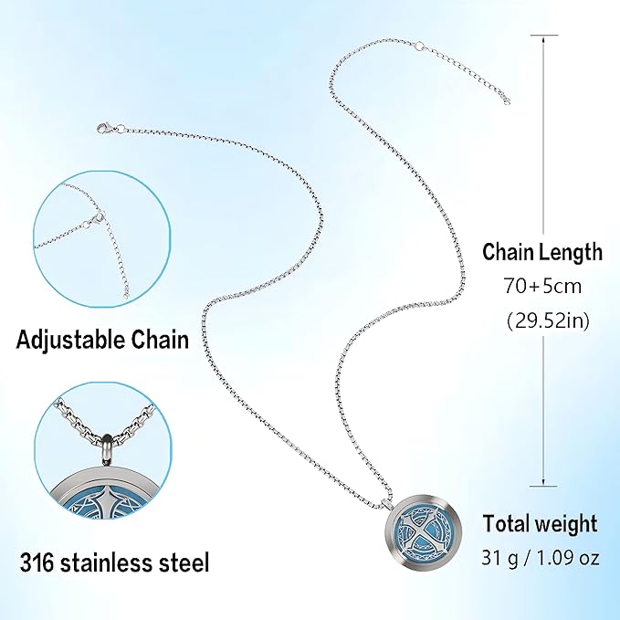 Aromatherapy Diffuser Necklace-Cross Essential Oil Necklace,Aromatherapy Diffuser Pendant for Men and Women,Portable,Suitable for Yoga,Meditation,Travel,Stress Relief Gift(Silver 30mm)