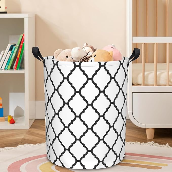 Laundry Basket Moroccan Pattern Laundry Basket Oxford Cloth Laundry Hamper Large Storage Baskets Toy Organizer Tote Bag For Bedroom Clothes Bathroom 17.3(H) x16.5(D) Inch