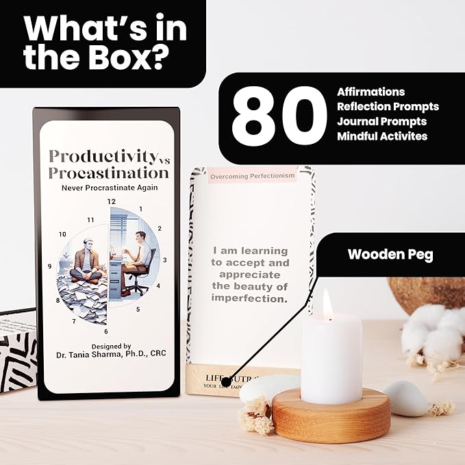 Positive Daily Affirmation Cards at Work for Men Women - Self Care Inspirational Manifest, Stress Relief, Manifestation & Motivation Gift - Boss & Coworker Gifts 80 Journal Prompt Card Deck with Stand