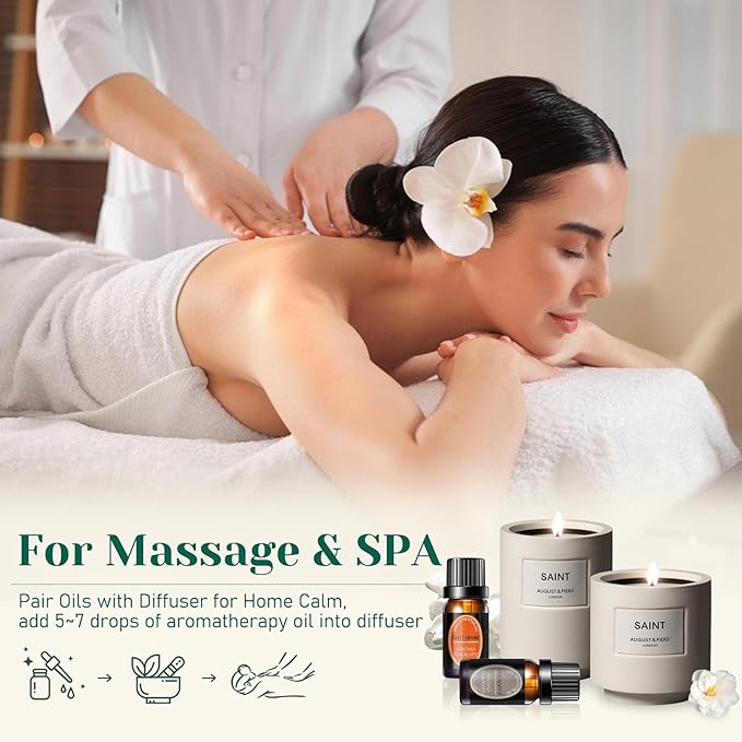 100% Natural Pure Essential Oils Set - Top 12 Organic Undiluted Oils for Aromatherapy Diffuser Plant Therapy,Candle Making,Laundry Fragrance,Humidifiers,Skin Care (0.33 Fl Oz 12 Pack)