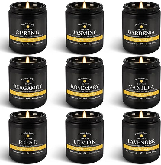 9Psc Scented Candles Set | Men Candle Set,7oz Gifts for Men Aromatherapy, Soy Candle(Black)
