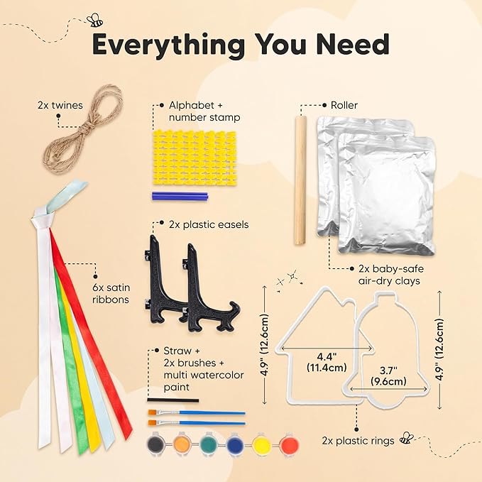 Baby Hand and Footprint Kit - Personalized Newborn Footprint Ornament, Clay Handprint Keepsake, Easy DIY Dog Paw Print Kit, Baby Shower Gifts for Boys, Girls, New Mom Gifts(Chime)