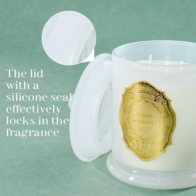 M&SENSE White Gardenia Candles for Home Scented, 2 Wick 12.7oz Soy Wax Candles Non Toxic,70 Hours Long Burning,Luxury Candles Gift for Stress Relief, Meditation, Yoga