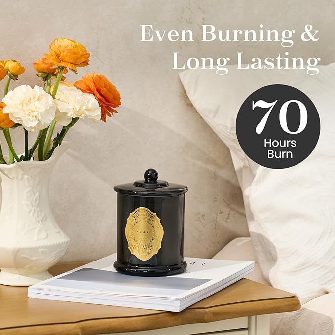 M&SENSE Santal Candles for Home Scented, 2 Wick 12.7oz Soy Wax Candles Non Toxic,70 Hours Long Burning,Luxury Candles Gift for Stress Relief, Meditation, Yoga