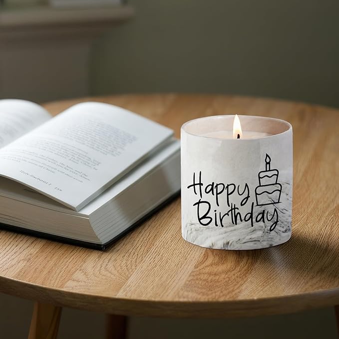 Happy Birthday Candle Gifts,6oz Lavender Scented Soy Wax Candle, Birthday Gifts for Women,Funny Candle Decor Ideas Unique Birthday Gift for Best Friend Girlfriend Teacher Boss Sister Bestie