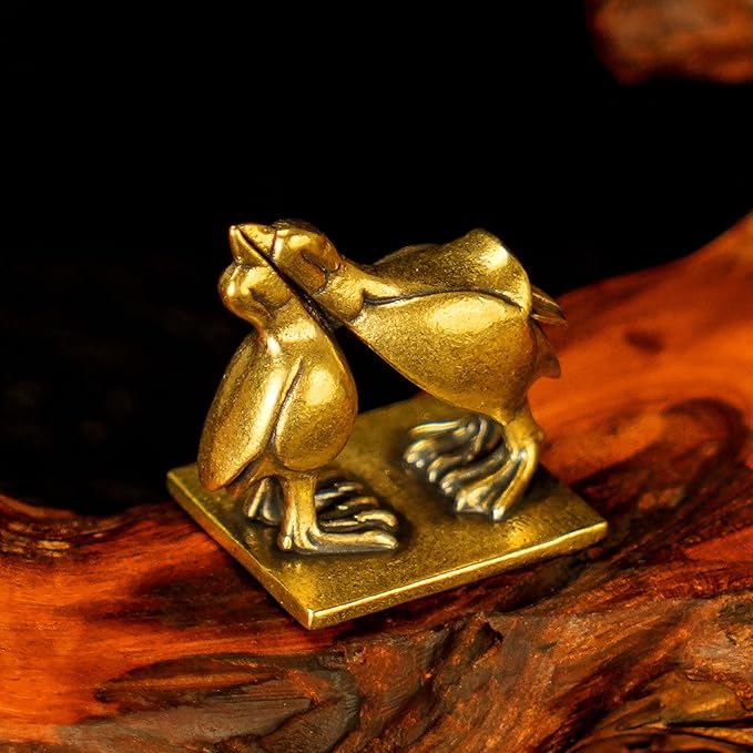 CHOVY Kiss of Balance Brass Sculpture - 100% Solid Brass Twin Birds Yin Yang Statue, Parallel Beaks Harmony Art for Couples, Meditation & Zen Decor, Unique Gift for Soulmates & Spiritual Seekers