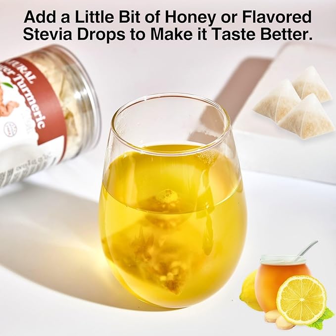 50 Ginger Turmeric Tea Bags – Premium Herbal Turmeric and Ginger Tea for Digestion and Immune Support, Caffeine-Free