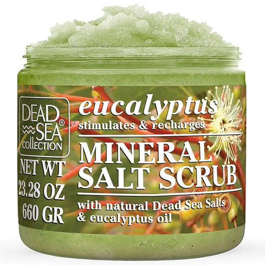 Dead Sea Collection Eucalyptus Salt Scrub – Exfoliating Body Scrub for Women – Moisturizing and Nourishing Skin – with Pure Oils and Dead Sea Minerals (23.28 Oz)