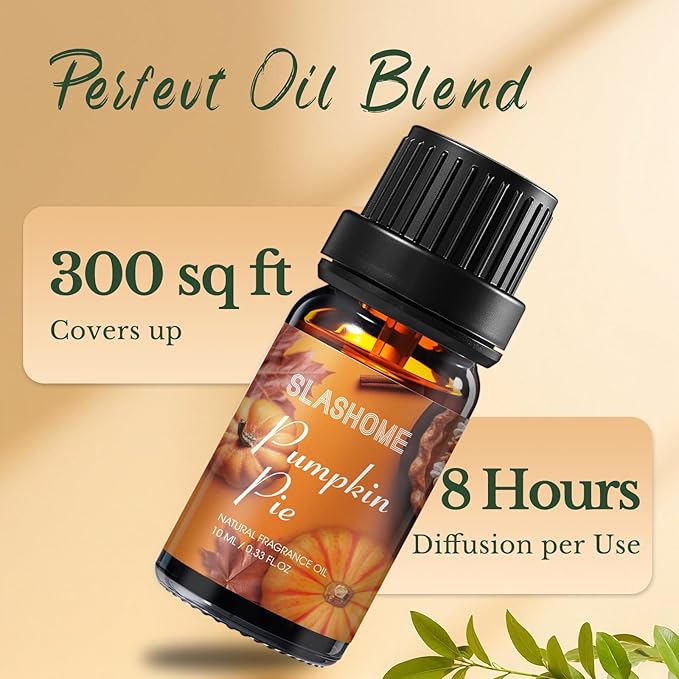 Fall Essential Oils Set | 8 Pcs Autumn Essential Oils for Diffusers for Home, Fragrance Oil for Candle, Aromatherapy Gift Set | Pumpkin Pie, Cinnamon, Apple Cider, Vanilla, Fall Leaf & More