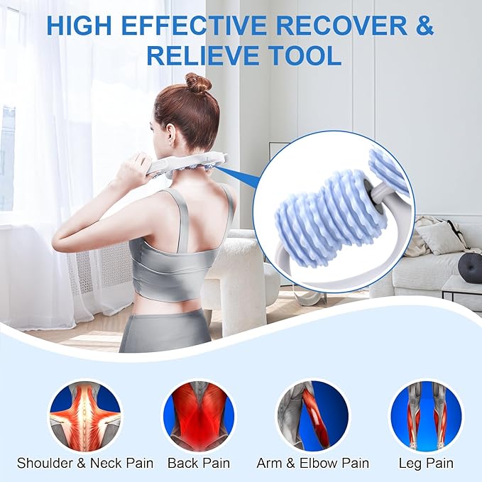 KESHWELL Muscle Massage Roller, Cellulite Remover Massager, Leg Massage Roller for Deep Tissue Relax. Fitness Massage Tool for Arm,Leg,Thigh,Neck,Back,Tennis Elbow.with Removable Handles. Blue