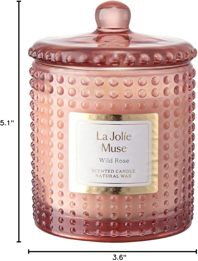 LA JOLIE MUSE Rose Noir & Oud Scented Candle – Lemon, Rose & Oud | 10 oz Natural Soy Wax | 55 Hours Clean Burn | Gift-Ready for Hosts & Gatherings | Elegant Home Décor