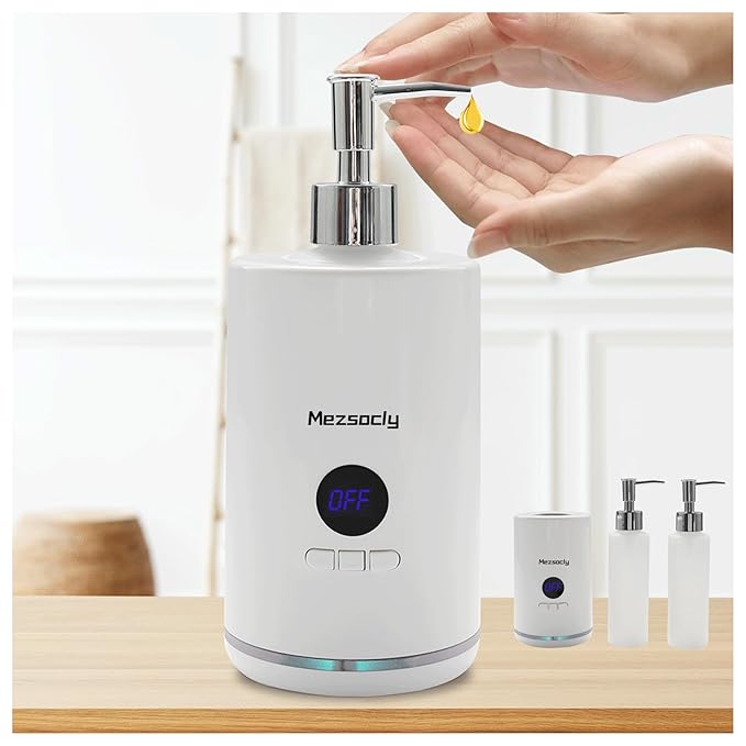 Oil Warmer for Massage, Mezsocly massage oil warmer for scented oil, Oil Warmer, Body Oils Heater for Spa, Salon and Barber Shops, with 2 Oil Bottle Dispensers, Constant Temperature, White