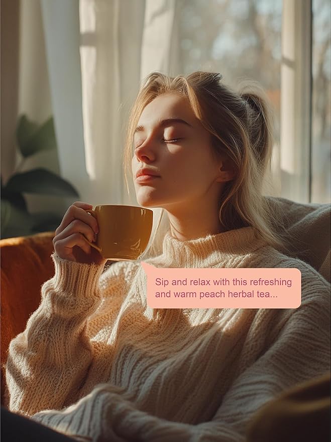 TeeLux Peach Herbal Tea Bags, Fruity Rosehips with Tart Hibiscus & Soothing Chamomile, Fruity & Sweet Flavor, Caffeine Free, 50 Count