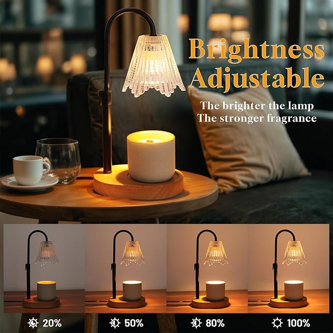 Candle Warmer Lamp with Timer, Dimmable Candle Lamp Warmer Height Adjustable, House Warming Gifts New Home Decor, Gifts for Mom Birthday Gifts for Women, Wax Warmer for Jar Candles