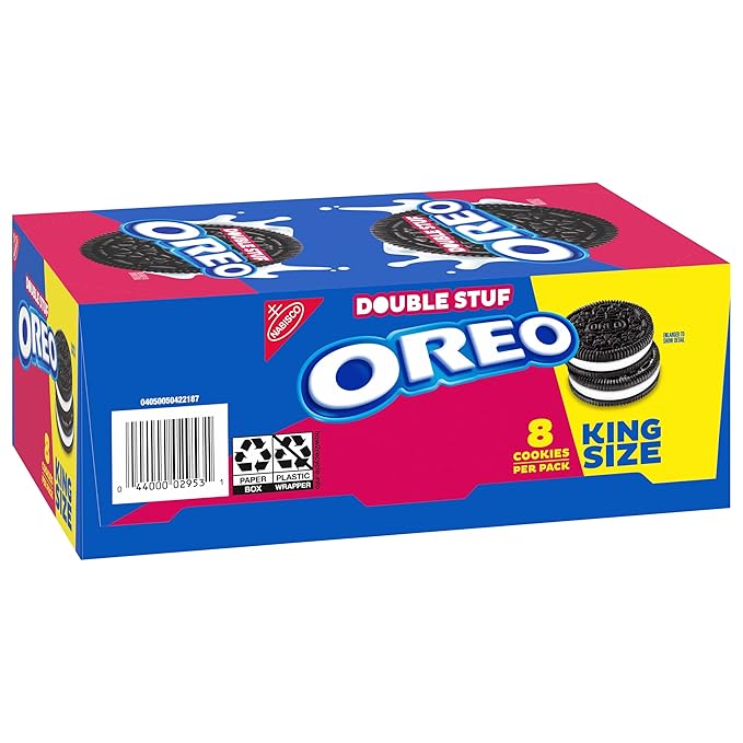 OREO Double Stuf Chocolate Sandwich Cookies, King Size, 10 Snack Packs (8 Cookies Per Pack)
