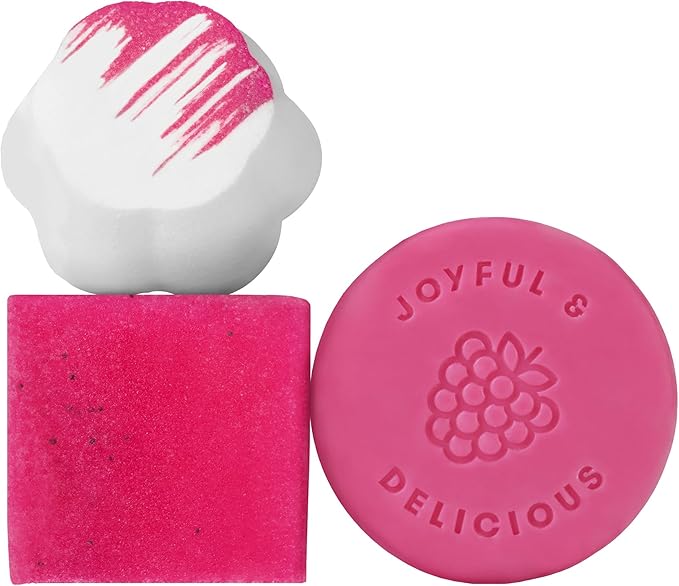 ANIHANA Berry Burst Shower & Body Gift Set with Shower Steamer, Body Scrub Bar, and Feel-Good Soap